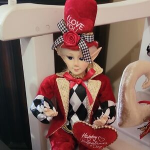 Valentine's Day Elf Doll in Red and Black